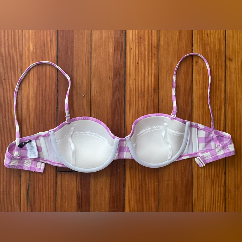 NWOT J. Crew Pink and White Checkered Bikini Top - Picture 4 of 4